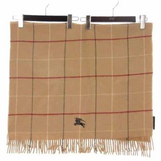 バーバリー(BURBERRY)のバーバリー マフラー フリンジ チェック ウール ベージュ 65×120cm(マフラー/ショール)