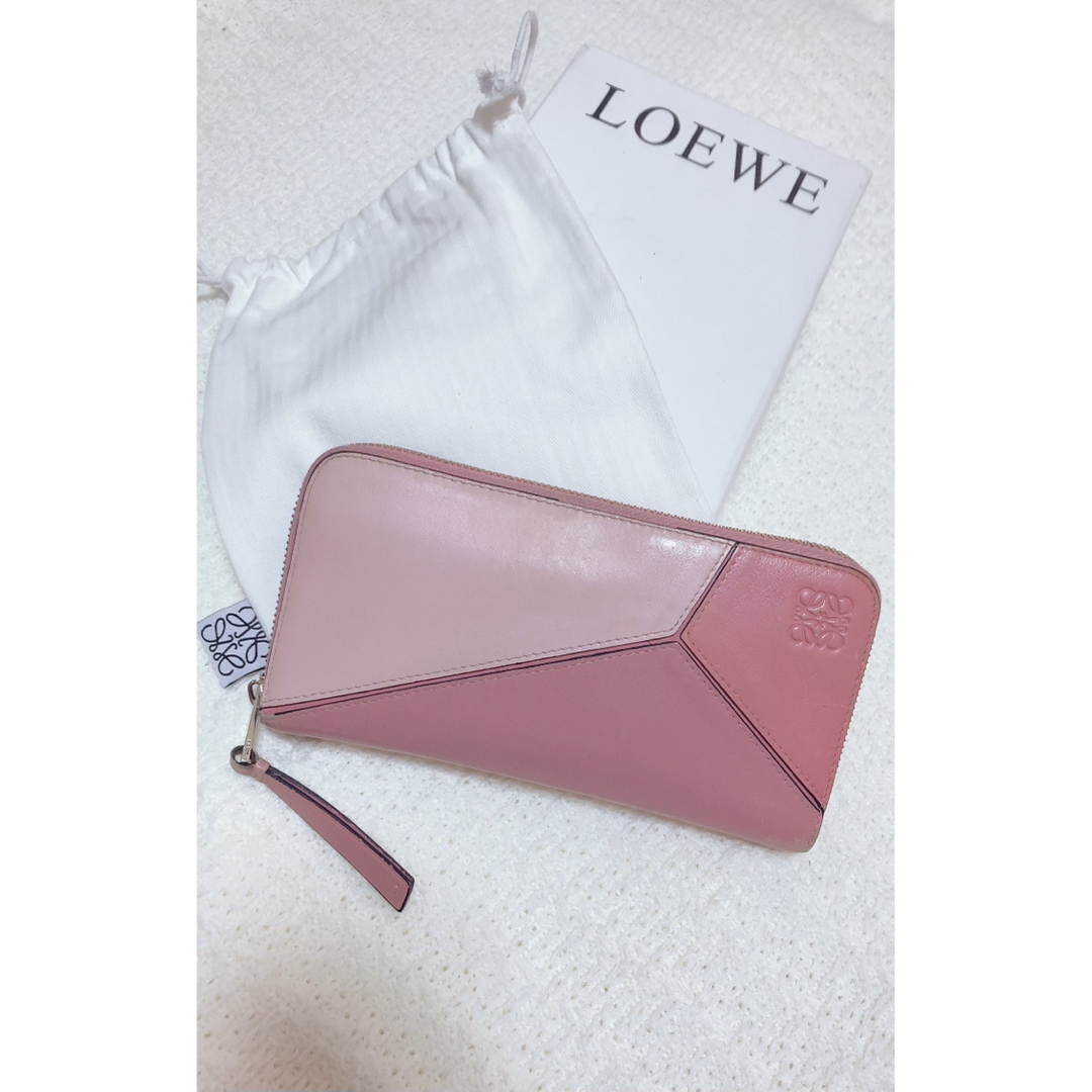 LOEWE - ロエベ パズル アナグラム ピンク レザー ジップラウンド 長