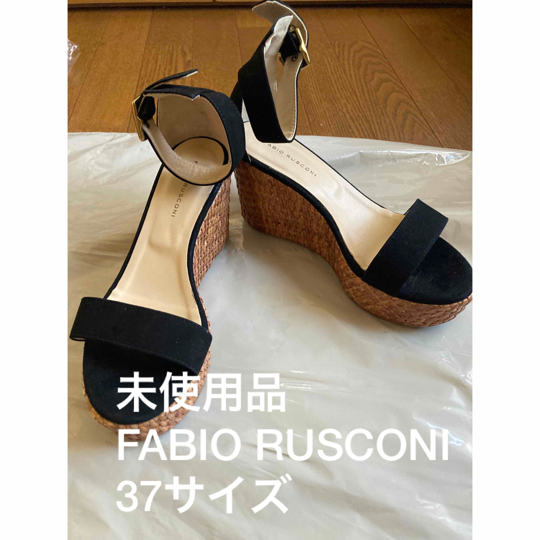 未使用品 流行 FABIO RUSCONI スウェードウェッジソールサンダル-