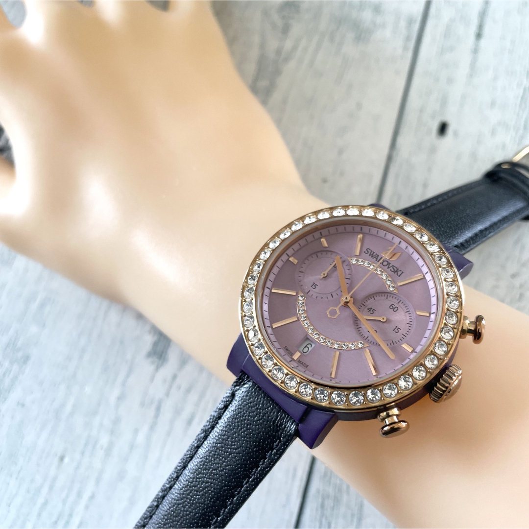 SWAROVSKI - 【電池交換済】Swarovski スワロフスキー 腕時計 パープル