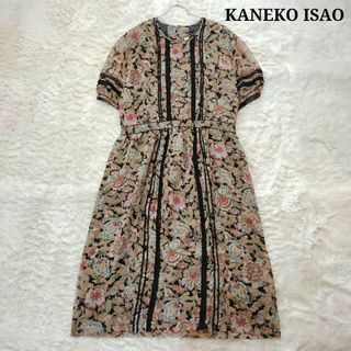 ピンクハウス(PINK HOUSE)の極美品⭐︎カネコイサオ　ワンピース　花柄　ボタニカル　ブラック　黒(ロングワンピース/マキシワンピース)