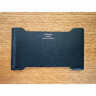 エルメス(Hermes)のエルメス HERMES カードケース マンハッタン 黒 小物 レザー C刻印(名刺入れ/定期入れ)