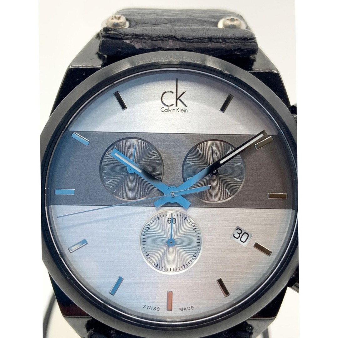 〇〇Calvin Klein カルバンクライン クロノグラフ イーガー クオーツ 腕時計 K4B374B ブラック x ホワイト