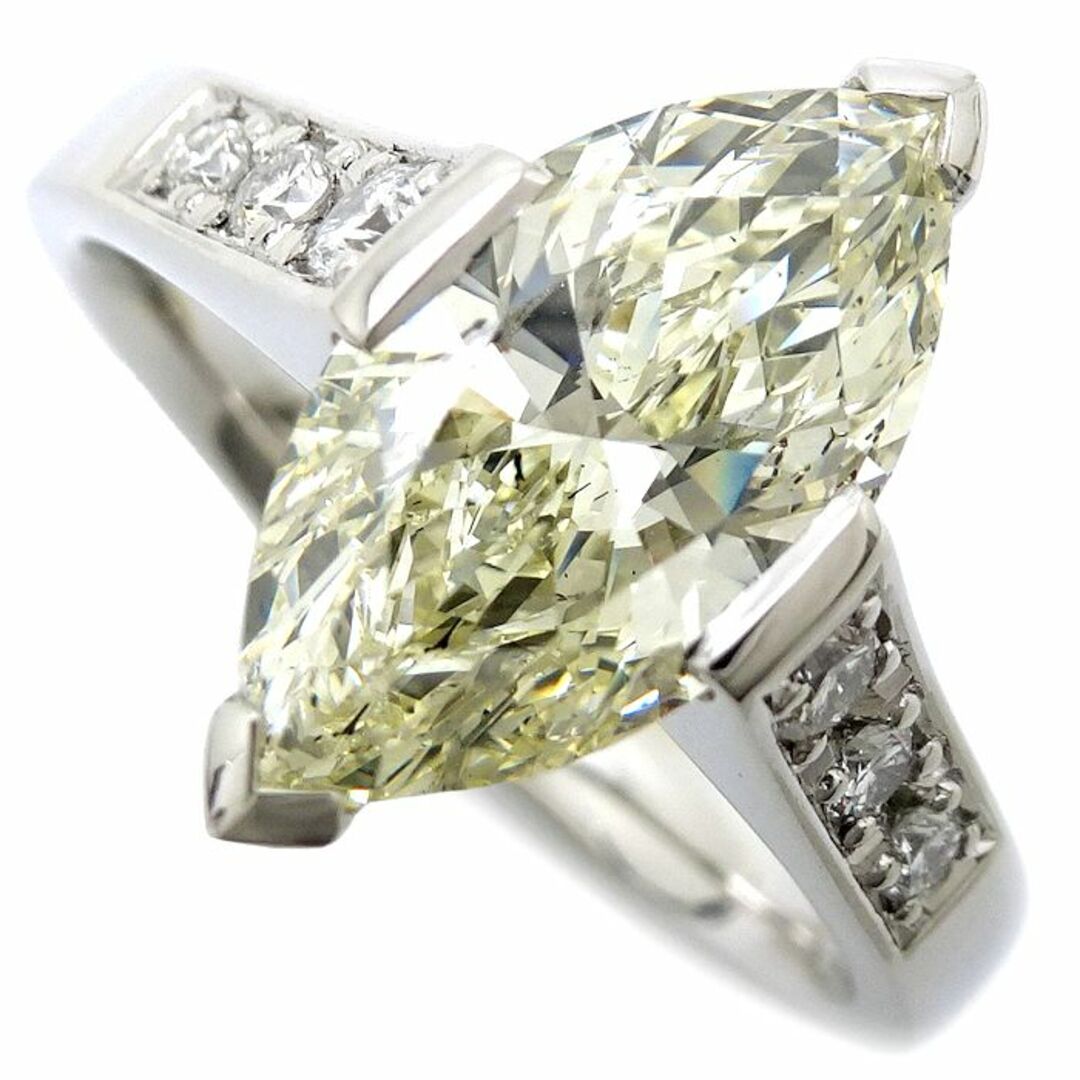 ダイヤモンド リング 指輪 15.5号 イエローダイヤモンド2.128ct マーキスカット UNDERN.SI1 ダイヤモンド0.177ct Pt900プラチナ / 64955【中古】【FJ】 レディースのアクセサリー(リング(指輪))の商品写真