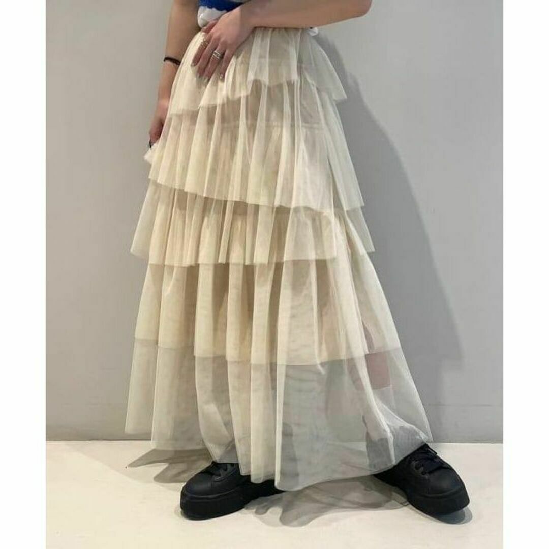 Ray BEAMS(レイビームス)の⓪ 大人気 完売色 新品 Ray BEAMS チュール ティアード スカート レディースのスカート(ロングスカート)の商品写真