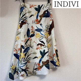 インディヴィ(INDIVI)の【美品】 INDIVI ロングスカート イレギュラーヘムスカート ボタニカル(ロングスカート)