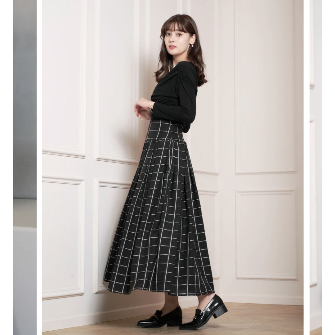 herlipto Checked Jacquard Volume Skirt