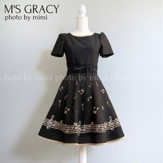 【リメイク品】M's GRACY 音符 ワンピース 黒