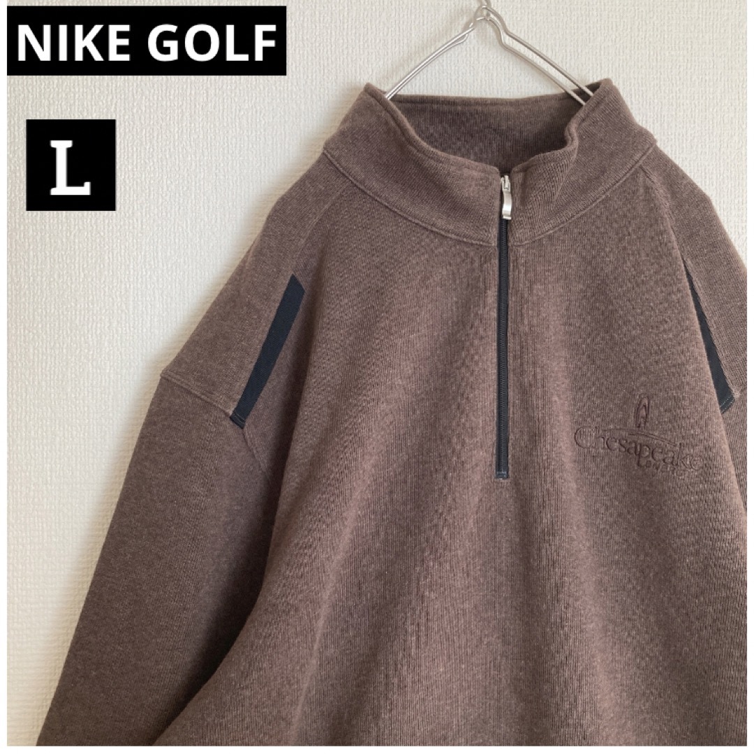 NIKE(ナイキ)のNIKE GOLF ナイキゴルフハーフジップスウェット刺繍ワンポイント袖ロゴ メンズのトップス(スウェット)の商品写真