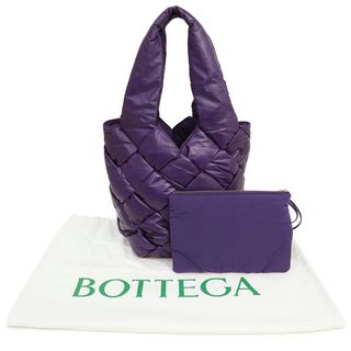 BOTTEGAVENETA ボッテガヴェネタ イントレチャート たて型トート   トートバッグ  レザー   パープル   ハンドバッグ 肩掛け 縦長トート 編み込み ベルト 【本物保証】