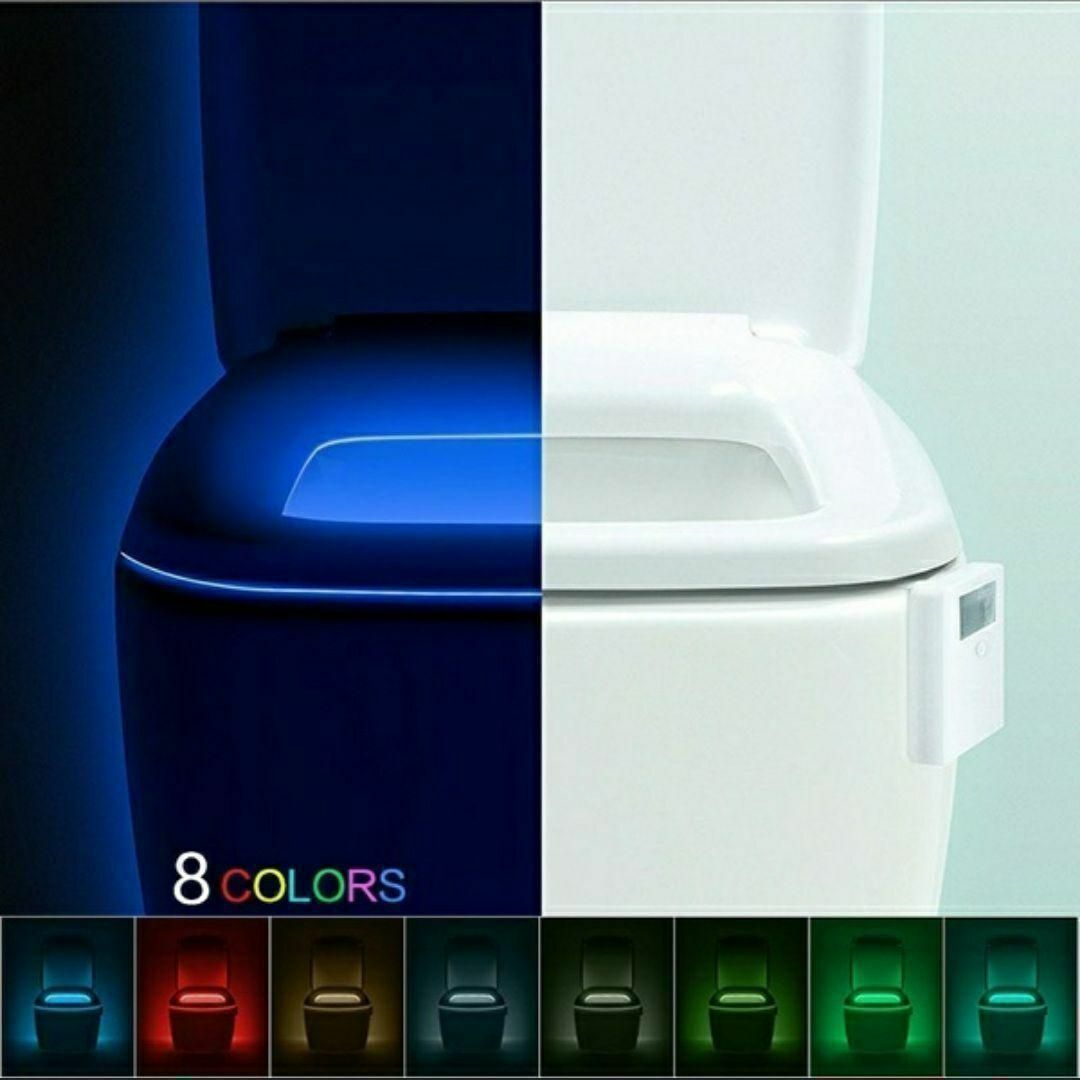 新品　トイレ　ライト　8色　便座 センサー　ライト　カラー　光　3 インテリア/住まい/日用品の収納家具(トイレ収納)の商品写真