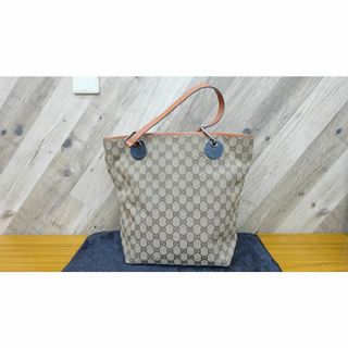 グッチ(Gucci)のK渋020/ グッチ GG キャンバス レザー ハンドバッグ ベージュ系(トートバッグ)