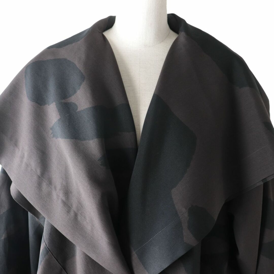 極美品★定価88000円 ISSEY MIYAKE イッセイミヤケ 20SS 撥水加工 レイヤード風 ショールカラー ロング丈 デザインコート 茶×黒 2 日本製