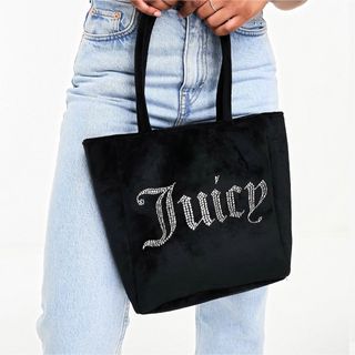 ジューシークチュール(Juicy Couture)の激レア！Y2K スワロフスキー ストーン ブラック キラキラ ベロア バッグ(トートバッグ)