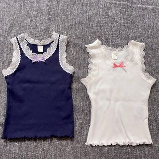 アプレレクール(apres les cours)のアプレレクール　ノースリーブ　トップス　インナー　レース　女の子　双子　肌着(Tシャツ/カットソー)