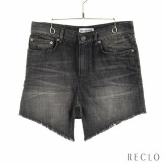 バレンシアガ(Balenciaga)のCUT UP MINI SKIRT デニムスカート ブラック カットオフ 22AW(ミニスカート)