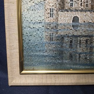 308 絵画 油彩 油絵 風景画 城 キャッスル 額装 額縁付き-