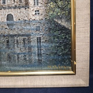 308 絵画 油彩 油絵 風景画 城 キャッスル 額装 額縁付き-