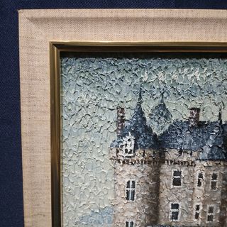 308 絵画 油彩 油絵 風景画 城 キャッスル 額装 額縁付き-