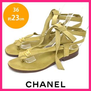 シャネル(CHANEL)のシャネル ターンロック ココマーク  レースアップ サンダル 36(約23cm)(サンダル)