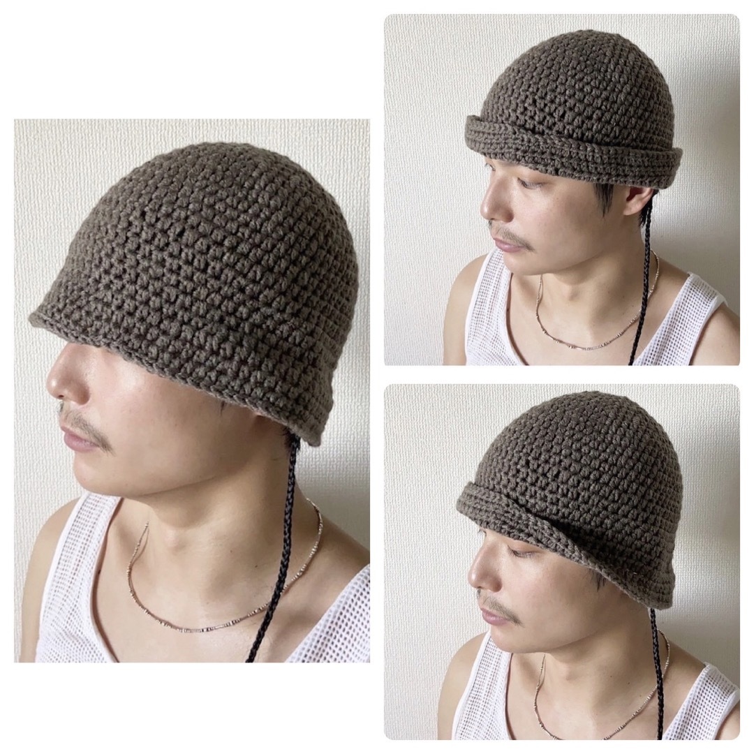 crochetbat ビーニー ニット帽 かぎ編みhandmade - ファッション小物