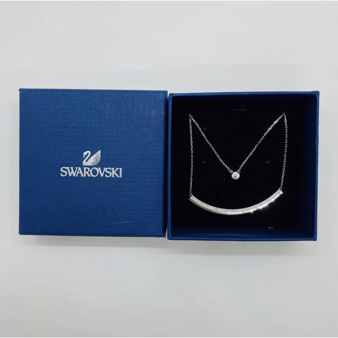 SWAROVSKI スワロフスキー 2連 シルバーネックレス スマイル 調整可