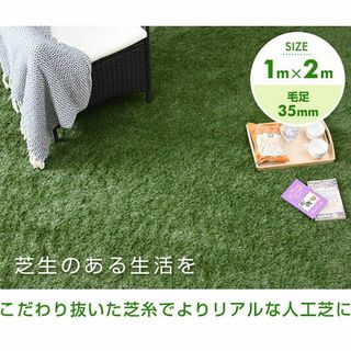 ガーデンマスター] リアル人工芝 ロール 1m×2m 芝丈35mm U字固定ピ