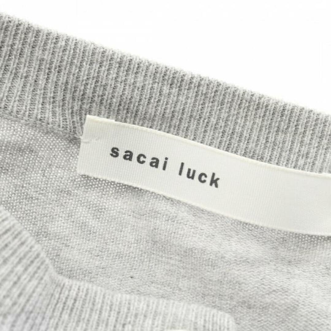 sacai luck(サカイラック)の カーディガン ボーダー レース コットン グレー ホワイト 切替 レディースのトップス(カーディガン)の商品写真