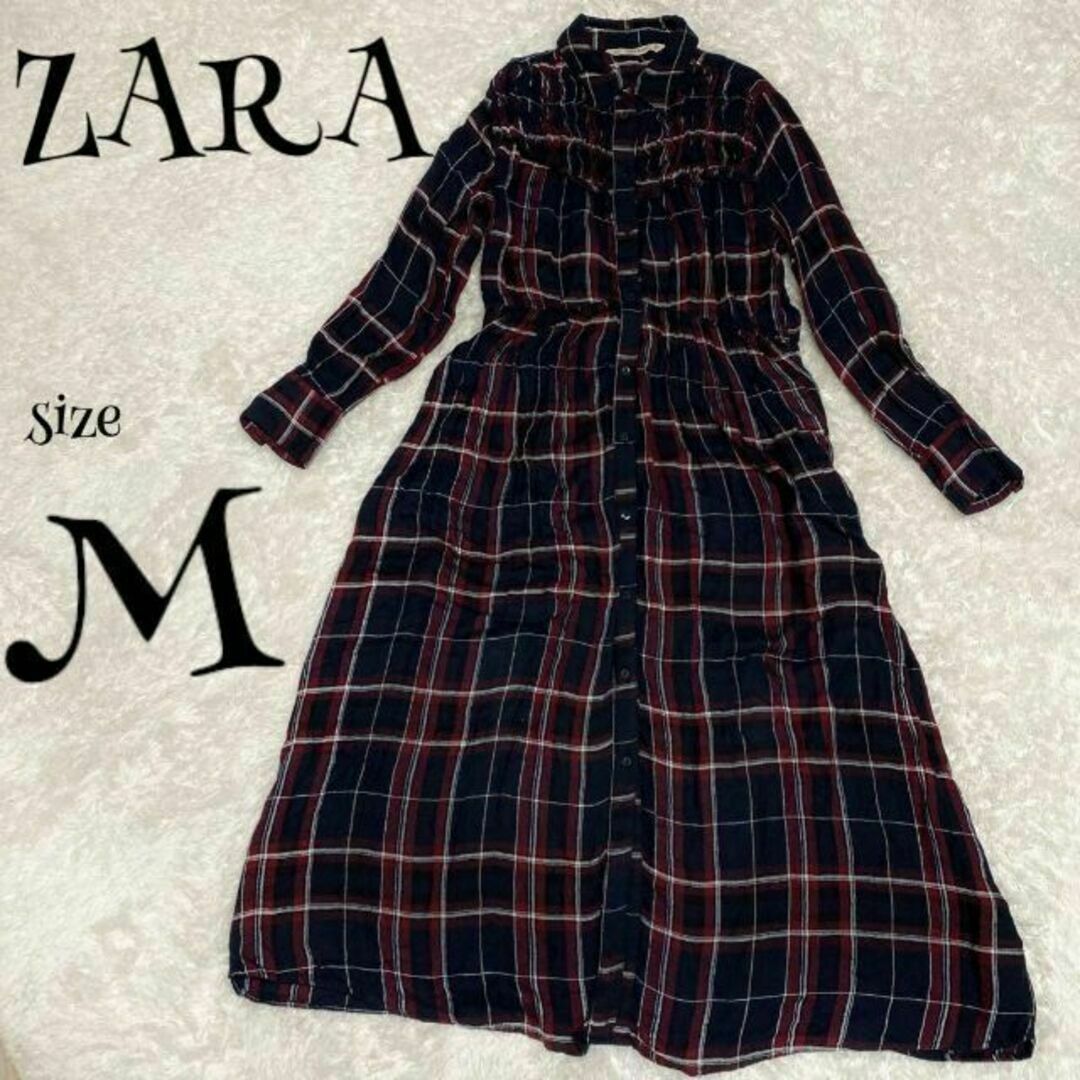 ZARA BASIC ☆ ロングワンピース チェック柄 Mサイズ