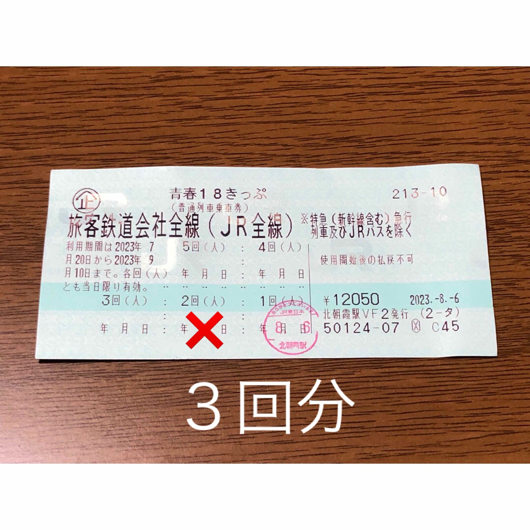 青春18きっぷ　3回分　8月12日発送　返却不要