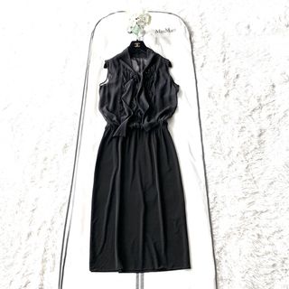 極美品♡MaxMara ピアノフォルテ 黒タグ ひざ丈ワンピース フリル シルク