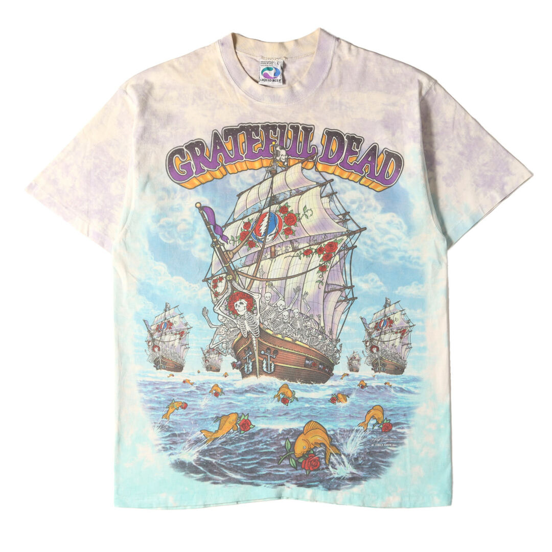 Vintage Rock Item 90s Grateful Dead Ship of Fools タイダイ染め クルーネック 半袖 Tシャツ LIQUID BLUEボディ / USA製 マルチカラー L グレイトフル デッド アメカジ  バンド ロック アーティスト トップス カットソー 【メンズ】Tシャツ/カットソー(半袖/袖なし)