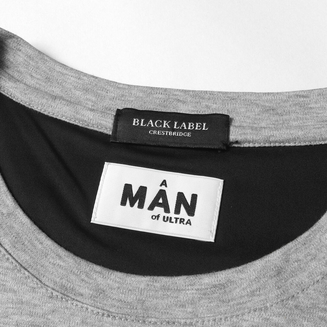 BLACK LABEL CRESTBRIDGE(ブラックレーベルクレストブリッジ)のBLACK LABEL CRESTBRIDGE ブラック レーベル クレストブリッジ Tシャツ サイズ:2 A MAN of ULTRA ロゴ チェック ワッペン 刺繍 クルーネック 半袖 Tシャツ 51P87-387-03 ウルトラマン 円谷プロ ヘザーグレー 日本製 トップス カットソー コラボ 【メンズ】【中古】 メンズのトップス(Tシャツ/カットソー(半袖/袖なし))の商品写真