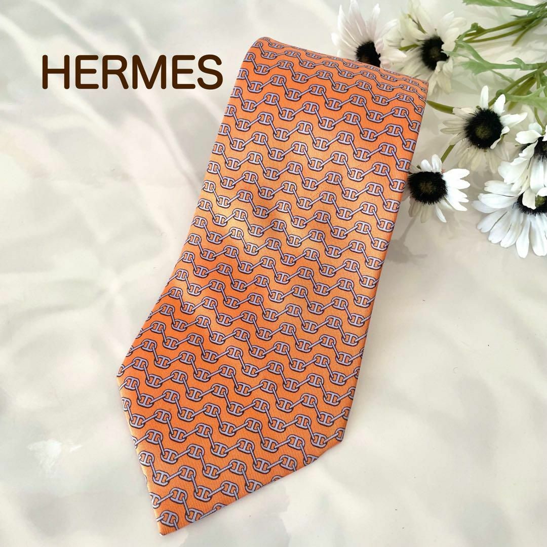 限定セール エルメス HERMES ネクタイ シルク ロゴ  メンズ