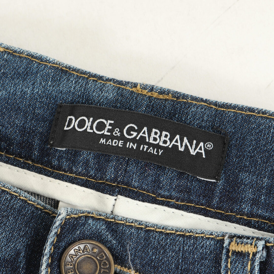 DOLCE & GABBANA ドルチェアンドガッバーナ 14GOLD ロゴ刺繍コットンデニムパンツ ジーンズ ジッパーフライ グレー G32XLD G8A18