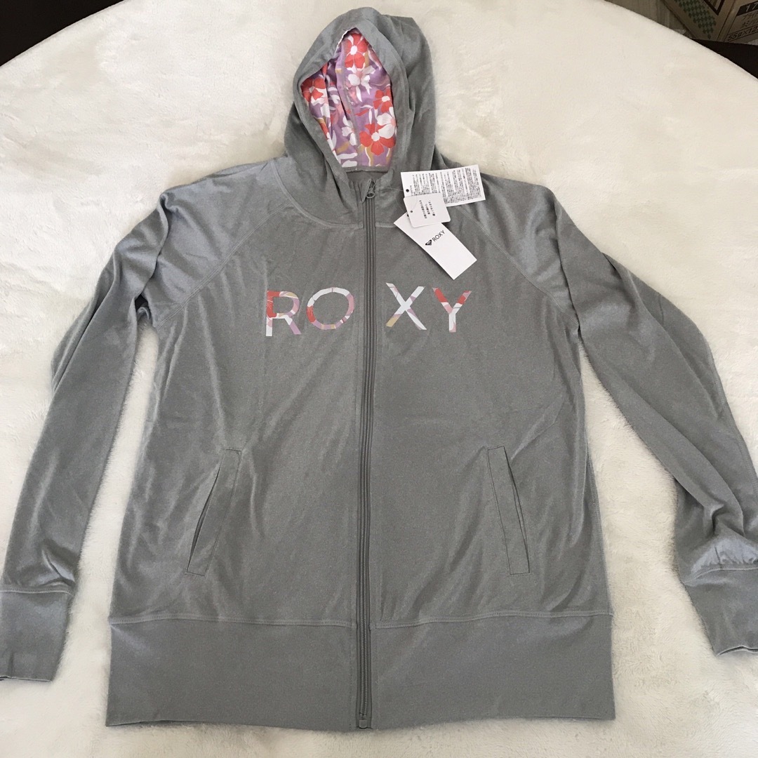 ラッシュガード新品 roxy パーカー ラッシュガード 長袖 L グレー