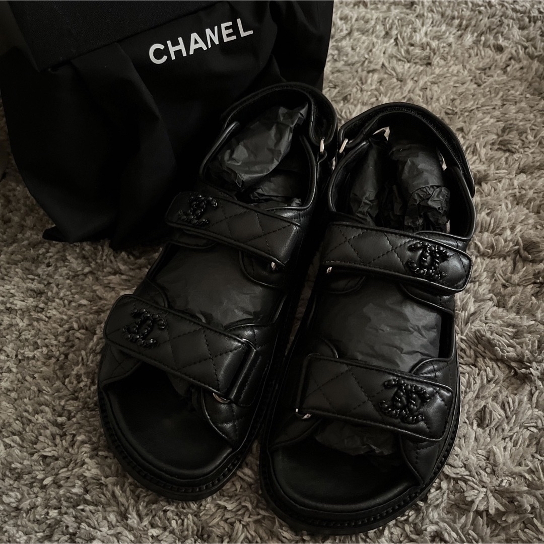 シャネル CHANEL サンダル フットベッド ブラック