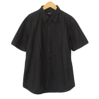コムサイズム(COMME CA ISM)のコムサイズム COMME CA ISM シャツ ストライプ 刺繍 半袖 L 黒 (シャツ)