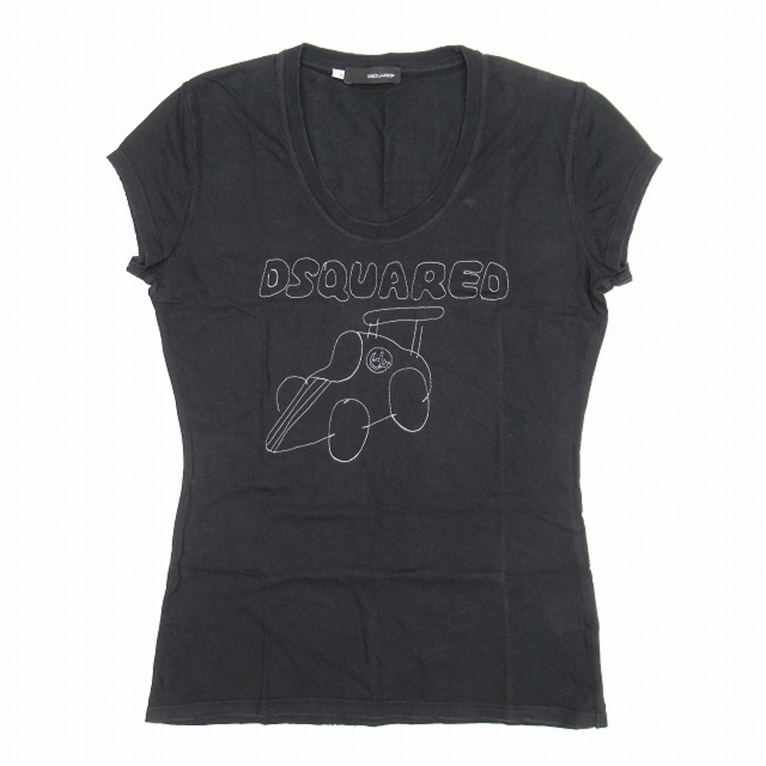 DSQUARED2(ディースクエアード)のディースクエアード ロゴ 刺繍 Uネック Tシャツ 半袖 ダメージ 加工 レディースのトップス(Tシャツ(半袖/袖なし))の商品写真