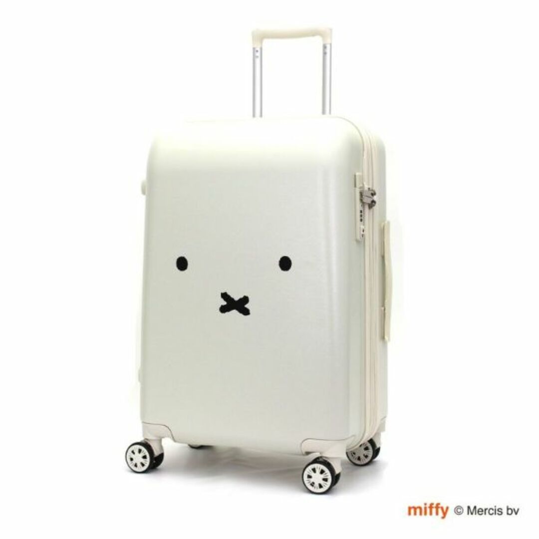 約38kg容量ミッフィーmiffy 拡張式スーツケース（Mサイズ） フェイスホワイト キャリーケース キャリーケース 【55〜60L】