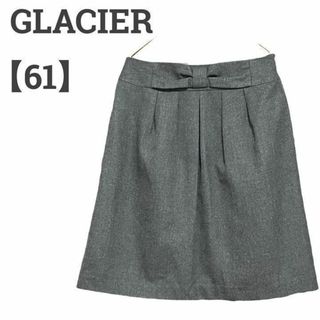 グラシア(GLACIER)のグラシア レディース【F】ひざ丈スカート♡リボン レーヨン混♡グレー(ひざ丈スカート)