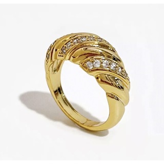 アダムエロぺ(Adam et Rope')の【Design gold twist ring】#85 zirconia 18k(リング(指輪))