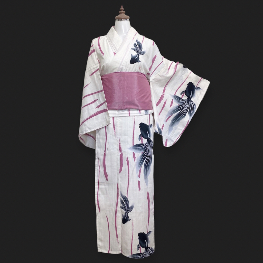 新品 ブランド浴衣【Wa de Modern】金魚★片身替柄がお洒落♪