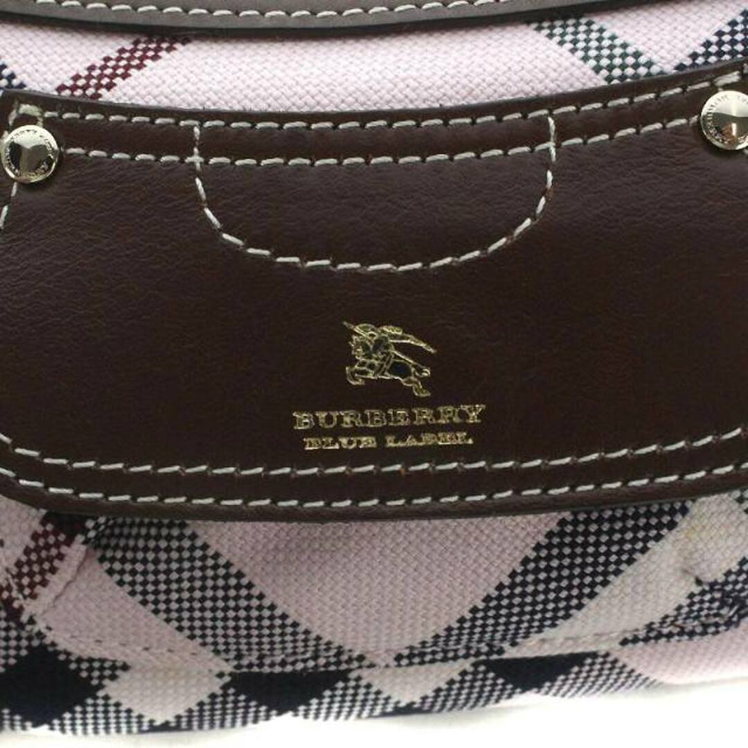 BURBERRY BLUE LABEL(バーバリーブルーレーベル)のバーバリーブルーレーベル ポーチ チャック キャンバス レザー ピンク レディースのファッション小物(ポーチ)の商品写真