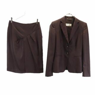 マックスマーラ(Max Mara)のマックスマーラ イタリア製 セットアップ ウールブレンド スカートスーツ 40/38 ブラウン系 MAX MARA バックジップ レディース 【中古】  【230808】(スーツ)