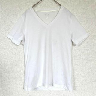 ジーユー(GU)のジーユー レディース【M】半袖 Tシャツ 薄手 綿100% ホワイト 白(カットソー(半袖/袖なし))