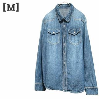 レディース【M】デニムシャツ♡綿100% アメカジ♡ カジュアル♡インディゴ(シャツ/ブラウス(長袖/七分))