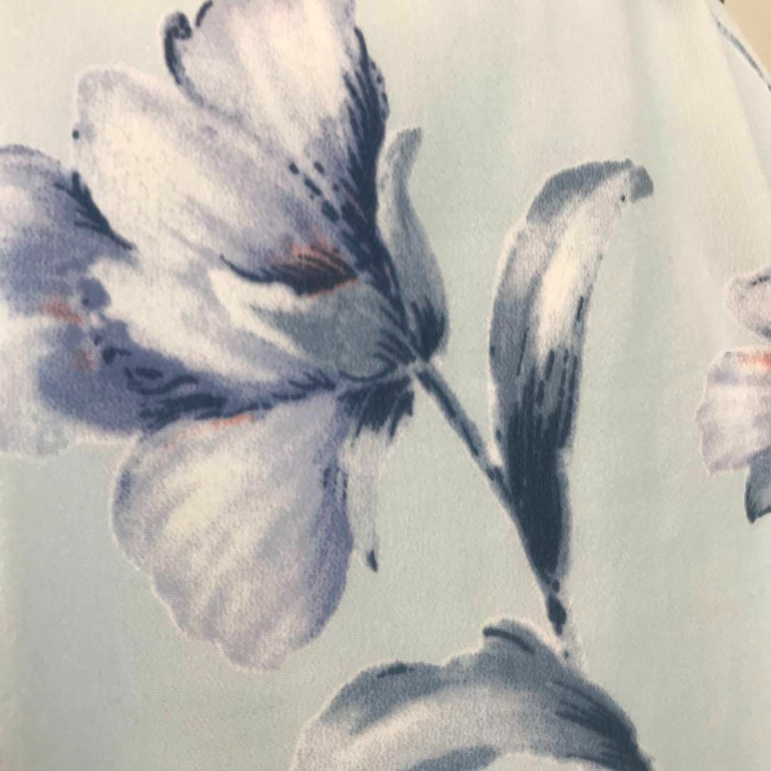 EDDY GRACE(エディグレース)のエディグレース　さわやかブルー系花柄　袖なしワンピース膝丈　フリーサイズ レディースのワンピース(ひざ丈ワンピース)の商品写真