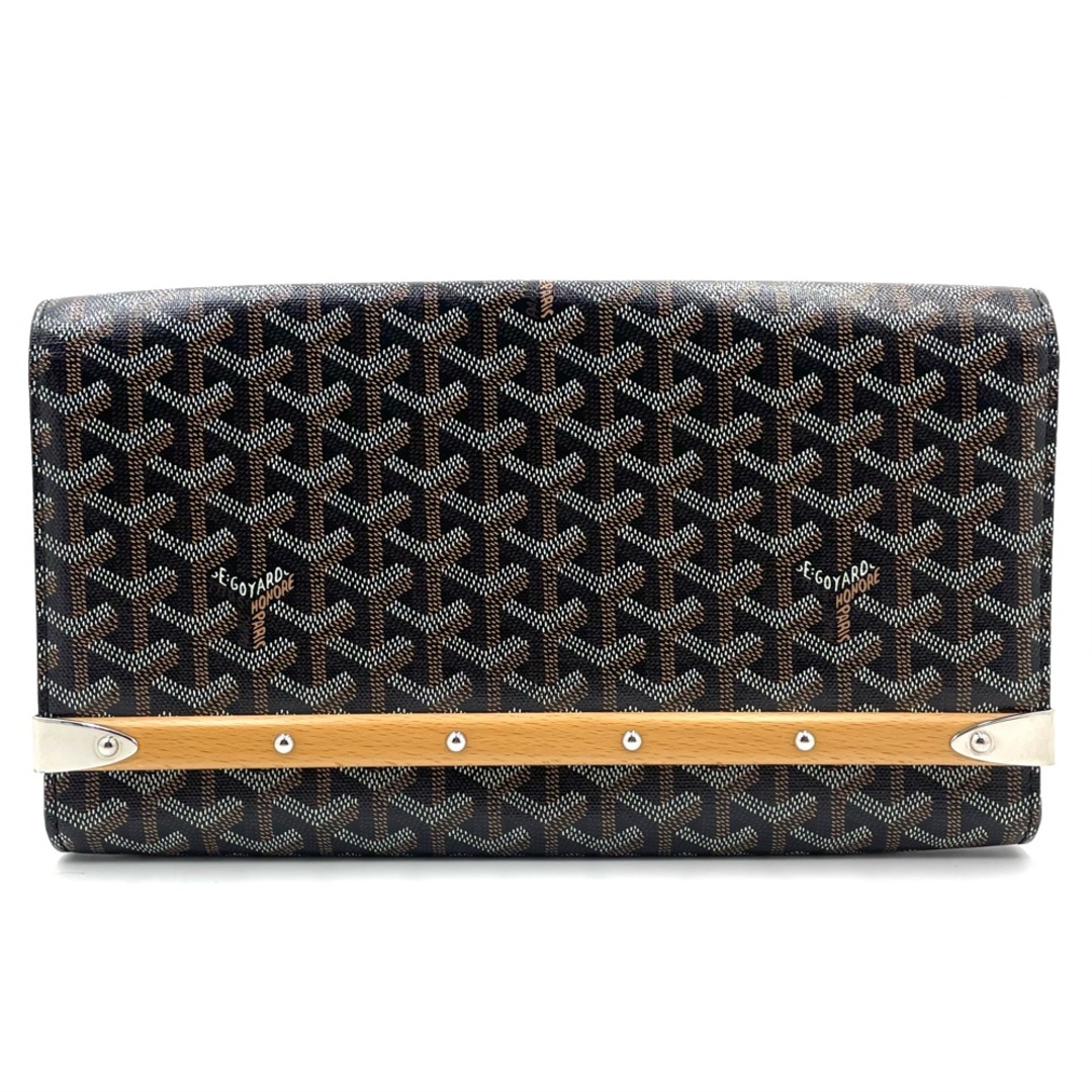 GOYARD(ゴヤール)の【値下げ中】GOYARD ゴヤール クラッチバッグ モンテカルロMM クラッチ セカンドバッグ ヘリンボーン ウッド 総柄 かばん 鞄 コーティングキャンバス  レザー   ブラウン 茶 ブラック 黒 シルバー金具 メンズ 人気 美品【中古品】 レディースのバッグ(クラッチバッグ)の商品写真