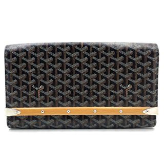 ゴヤール(GOYARD)の【値下げ中】GOYARD ゴヤール クラッチバッグ モンテカルロMM クラッチ セカンドバッグ ヘリンボーン ウッド 総柄 かばん 鞄 コーティングキャンバス  レザー   ブラウン 茶 ブラック 黒 シルバー金具 メンズ 人気 美品【中古品】(クラッチバッグ)